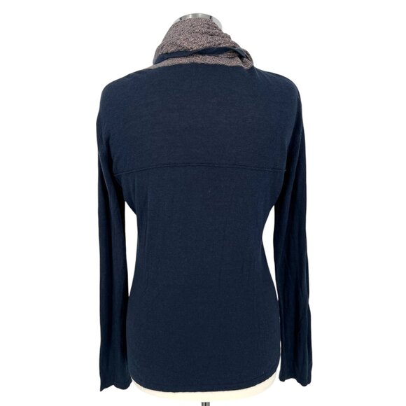 Skunkfunk Navy Long-Sleeve Knit Top With Textured Cowl Neck Size 4 - Picture 6 of 13